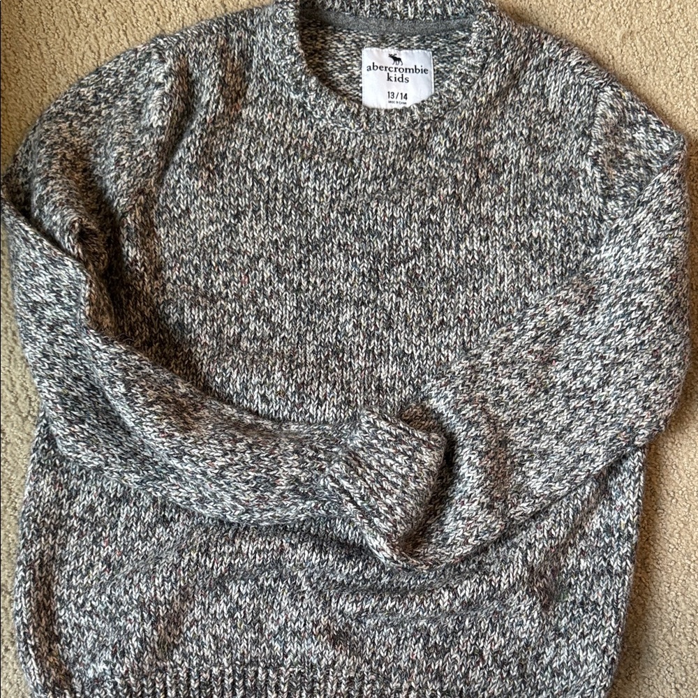 Abercrombie Kids Marled Gray Crewneck Sweater